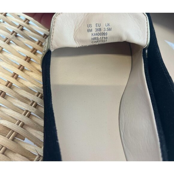 DKNY Dara Flats Leather Flip On Flats Pointed Toe Gold Crocodile Skin with Black - Picture 7 of 8